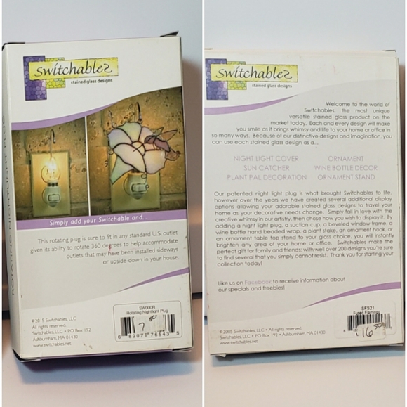 Switchables Nightlight Plug and Stained Glass Cover - Picture 2 of 2